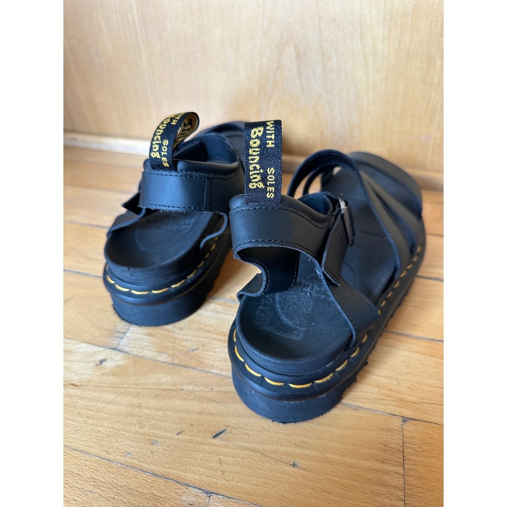 Dr. Martens Blaire Black Platform Gladiator Sandals 3-Strap Buckle Zebrilus Sole - Picture 3 of 9